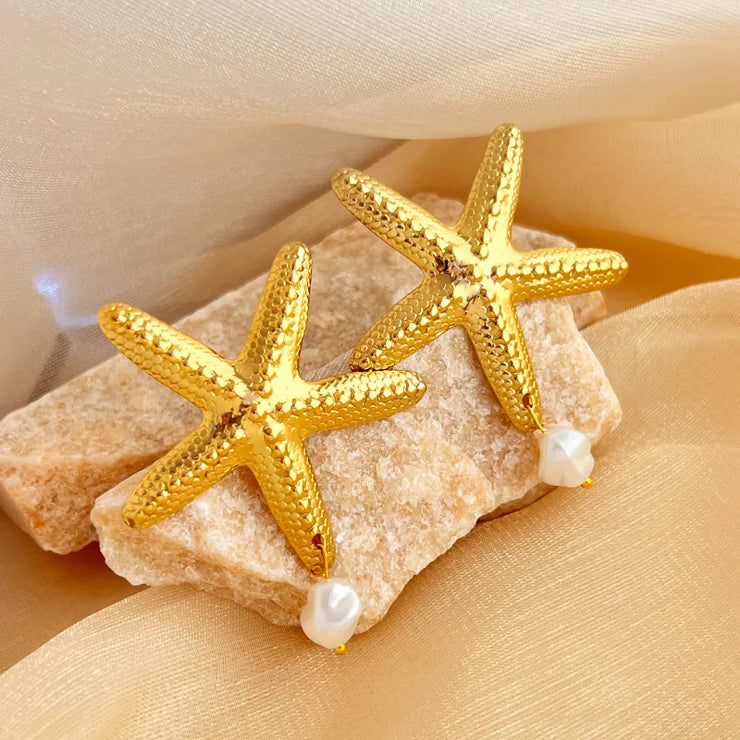 Starfish Pearl Earrings