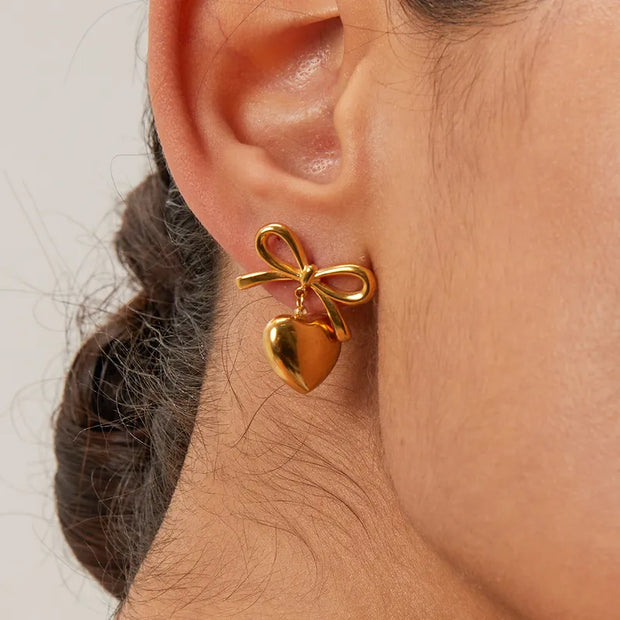 Heart Shape Bow Knot Earrings