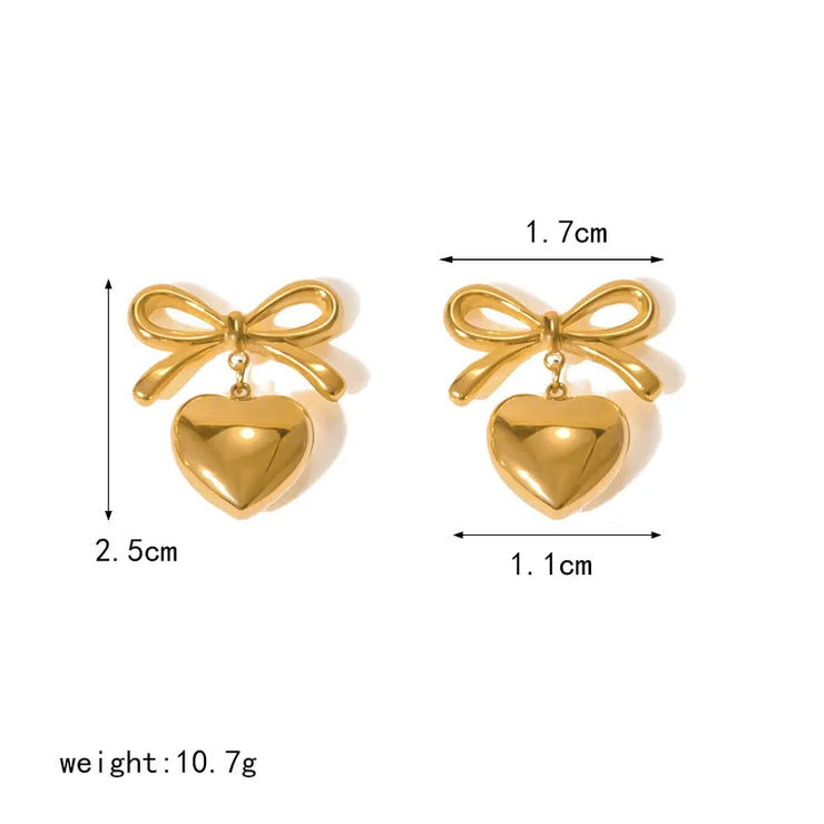 Heart Shape Bow Knot Earrings