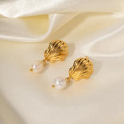 Beach Shell Pearl Earrings