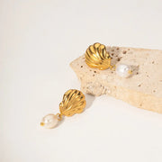 Beach Shell Pearl Earrings